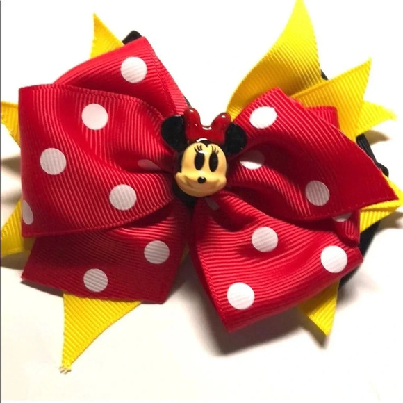 BOUTIQUE NEW GIRLS MINNIE MOUSE BOW DISNEY SIZE 4” - Picture 1 of 2